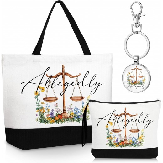 Tote Bag Gift set (with Makeup Cosmetic Bag &  Keychains)